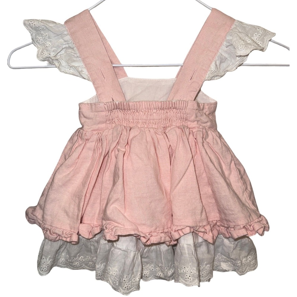 9D. Vtg Smallwoods HTF OG SweetHoney 12mo Linen/Cotton Pinafore Dress & Bloomers - Picture 3 of 8